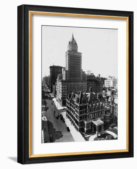 Aerial View of the Crown Building and Vanderbilt Mansion, New York-Irving Underhill-Framed Photographic Print