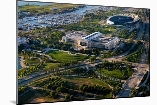 Aerial View of the Field Museum and Soldier Field, Chicago, Cook County, Illinois, Usa-null-Mounted Photographic Print