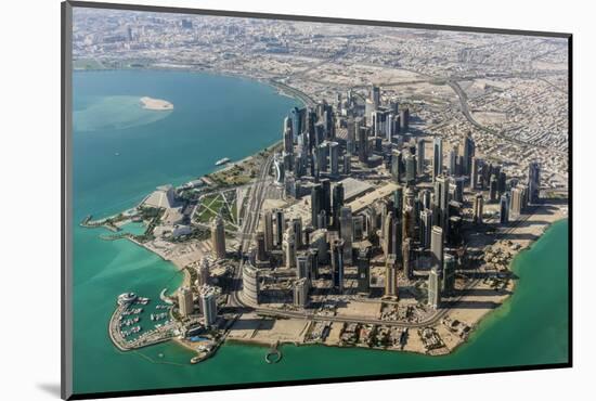 Aerial view of the financial district, Doha, Qatar-Stefano Politi Markovina-Mounted Photographic Print