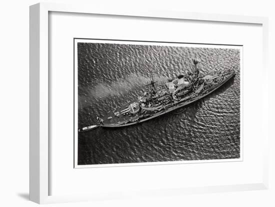 Aerial View of the German Battleship Sms 'Schlesien, from a Zeppelin, C1931-null-Framed Giclee Print