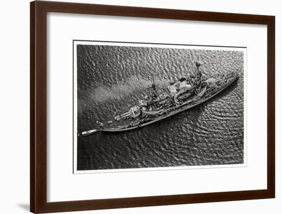 Aerial View of the German Battleship Sms 'Schlesien, from a Zeppelin, C1931-null-Framed Giclee Print