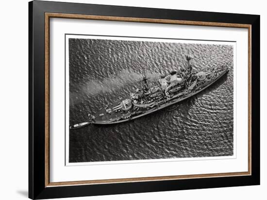 Aerial View of the German Battleship Sms 'Schlesien, from a Zeppelin, C1931-null-Framed Giclee Print