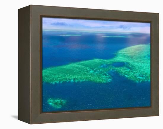 Aerial View of the Great Barrier Reef, Queensland, Australia-Miva Stock-Framed Premier Image Canvas