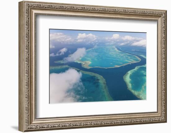 Aerial View of the Great Barrier Reef, Queensland, Australia-Peter Adams-Framed Photographic Print