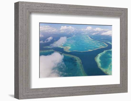 Aerial View of the Great Barrier Reef, Queensland, Australia-Peter Adams-Framed Photographic Print