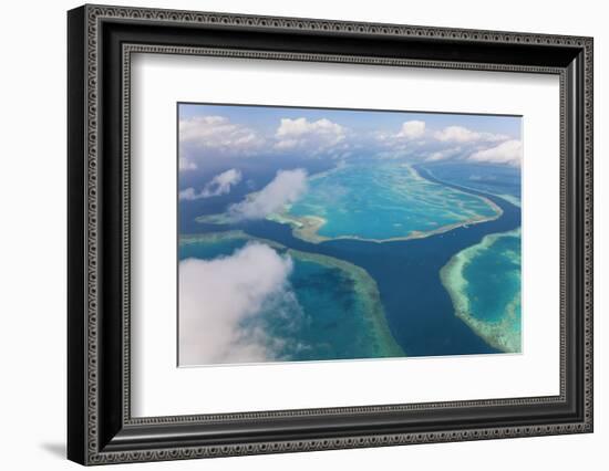 Aerial View of the Great Barrier Reef, Queensland, Australia-Peter Adams-Framed Photographic Print