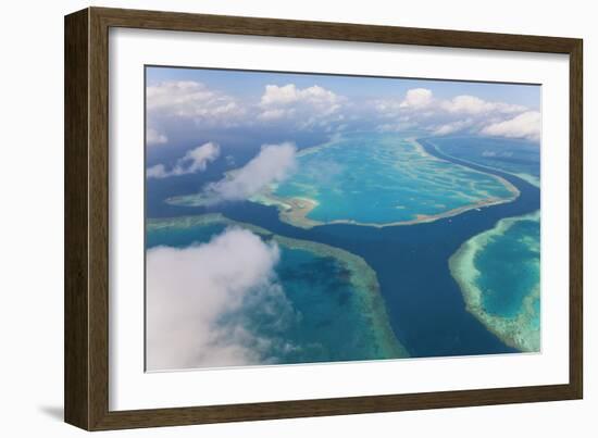 Aerial View of the Great Barrier Reef, Queensland, Australia-Peter Adams-Framed Photographic Print