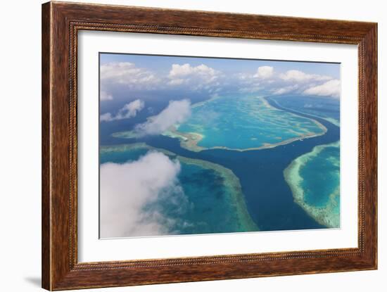 Aerial View of the Great Barrier Reef, Queensland, Australia-Peter Adams-Framed Photographic Print