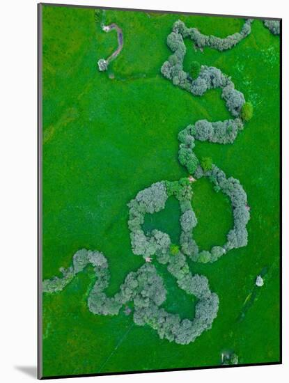 Aerial view of the Izarilla River in countryside, Cantabria, Spain-Juan Carlos Munoz-Mounted Photographic Print