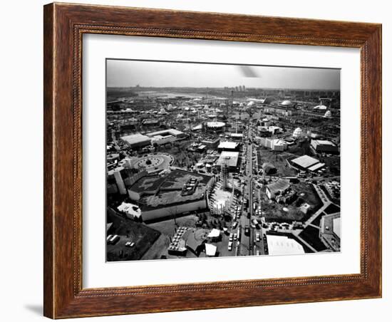 Aerial View of the New York World's Fair, Flushing Meadows Park, Queens, April 21, 1964-null-Framed Photo