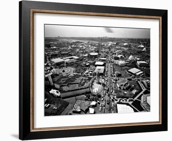 Aerial View of the New York World's Fair, Flushing Meadows Park, Queens, April 21, 1964-null-Framed Photo