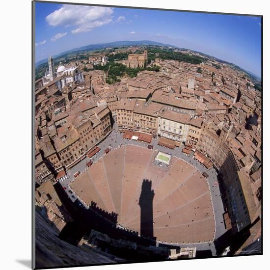 Aerial View of the Piazza Del Campo and the Town of Siena, Tuscany, Italy-Tony Gervis-Mounted Photographic Print