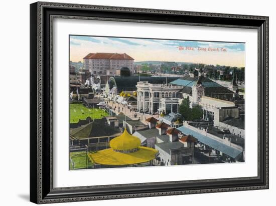 Aerial View of the Pike - Long Beach, CA-Lantern Press-Framed Art Print