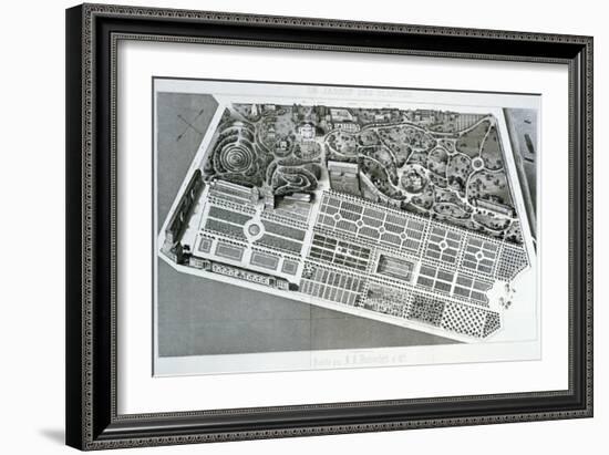 Aerial View of the Plan of the Jardin Des Plantes in Paris, 1842-null-Framed Giclee Print