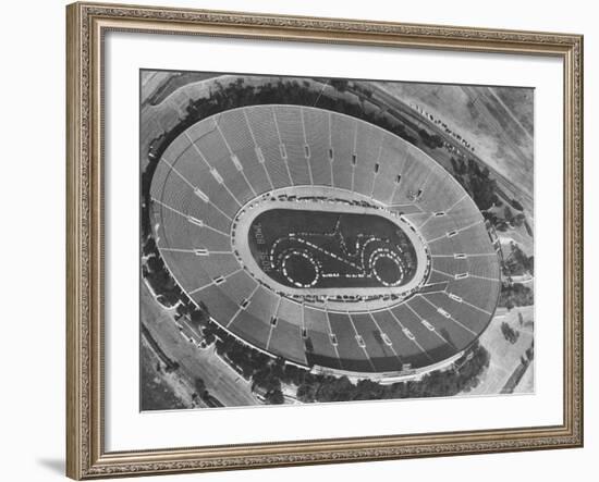 Aerial View of the Rose Bowl Half Time Show-Allan Grant-Framed Photographic Print