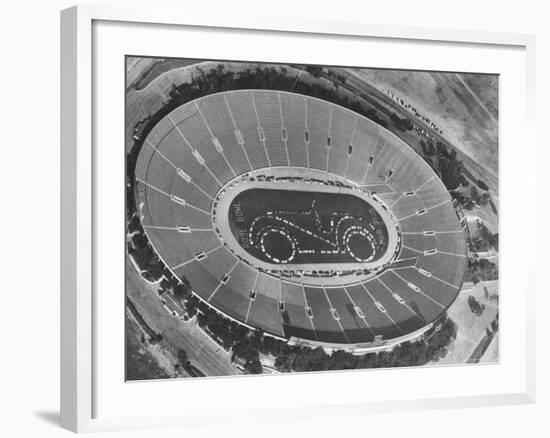 Aerial View of the Rose Bowl Half Time Show-Allan Grant-Framed Photographic Print