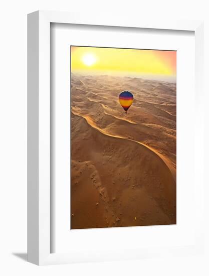 Aerial view of the sand dunes of the Arabian Desert next to Dubai at sunset, United Arab Emirates-Miva Stock-Framed Photographic Print