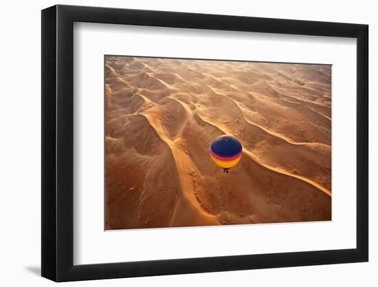 Aerial view of the sand dunes of the Arabian Desert next to Dubai, United Arab Emirates-Miva Stock-Framed Photographic Print