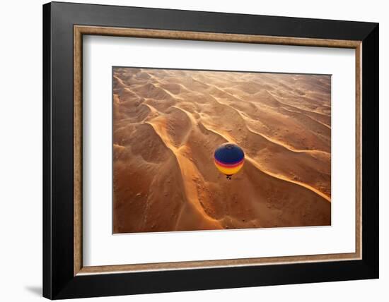 Aerial view of the sand dunes of the Arabian Desert next to Dubai, United Arab Emirates-Miva Stock-Framed Photographic Print