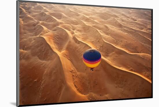 Aerial view of the sand dunes of the Arabian Desert next to Dubai, United Arab Emirates-Miva Stock-Mounted Photographic Print