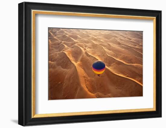 Aerial view of the sand dunes of the Arabian Desert next to Dubai, United Arab Emirates-Miva Stock-Framed Photographic Print