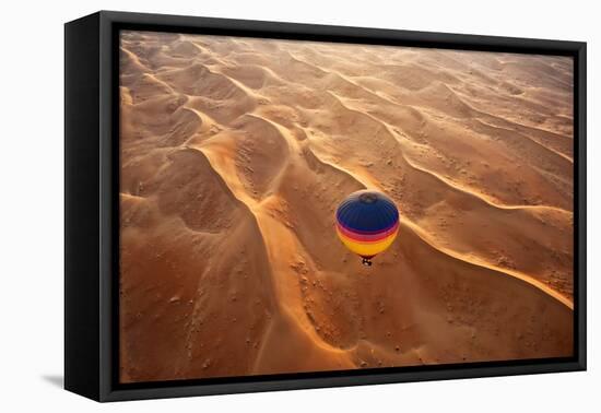 Aerial view of the sand dunes of the Arabian Desert next to Dubai, United Arab Emirates-Miva Stock-Framed Premier Image Canvas