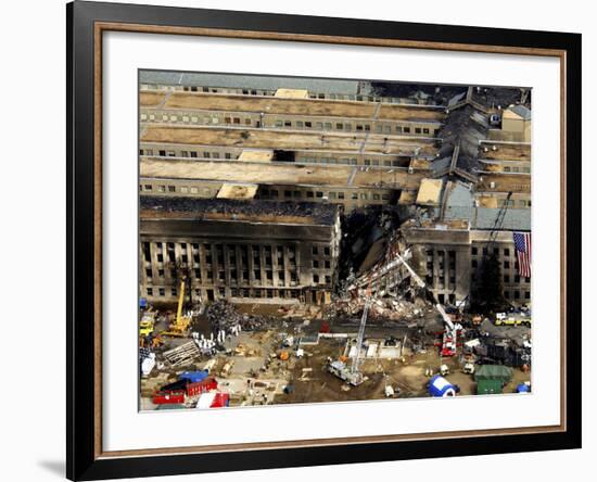 Aerial View of the Terrorist Attack On the Pentagon On September 11, 2001.-Stocktrek Images-Framed Photographic Print