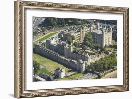 Aerial view of the Tower of London, UNESCO World Heritage Site, London, England, United Kingdom-Rolf Richardson-Framed Photographic Print