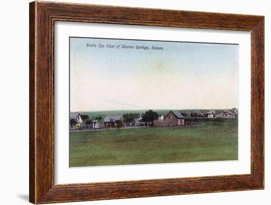 Aerial View of the Town - Sharon Springs, KS-Lantern Press-Framed Art Print