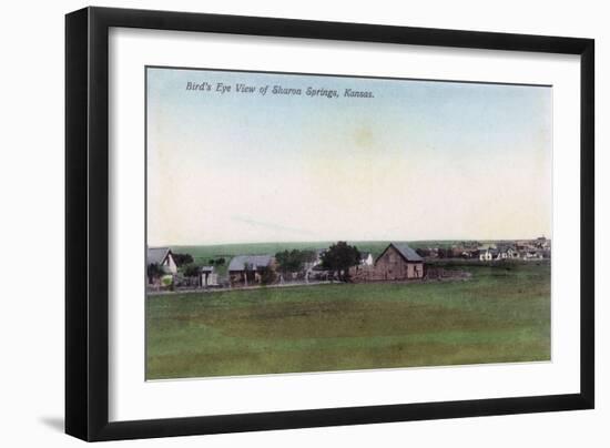 Aerial View of the Town - Sharon Springs, KS-Lantern Press-Framed Art Print