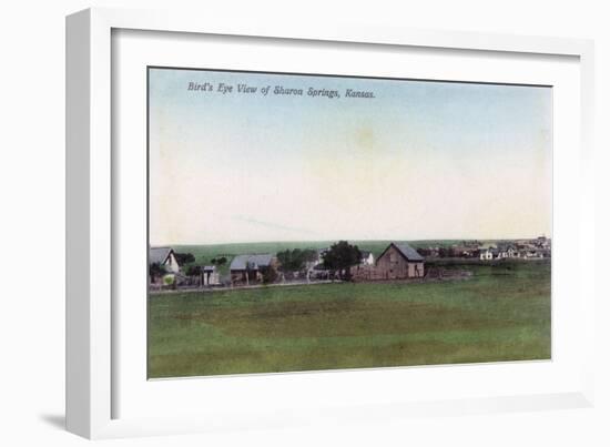 Aerial View of the Town - Sharon Springs, KS-Lantern Press-Framed Art Print