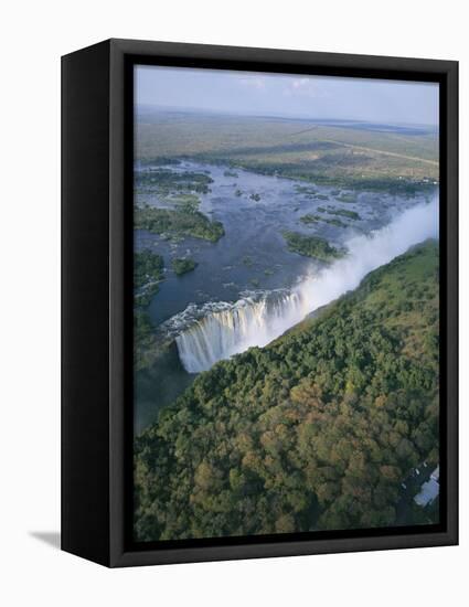 Aerial View of the Victoria Falls, Unesco World Heritage Site, Zimbabwe, Africa-Geoff Renner-Framed Premier Image Canvas