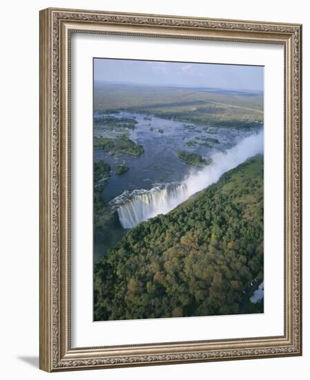 Aerial View of the Victoria Falls, Unesco World Heritage Site, Zimbabwe, Africa-Geoff Renner-Framed Photographic Print
