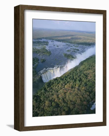 Aerial View of the Victoria Falls, Unesco World Heritage Site, Zimbabwe, Africa-Geoff Renner-Framed Photographic Print