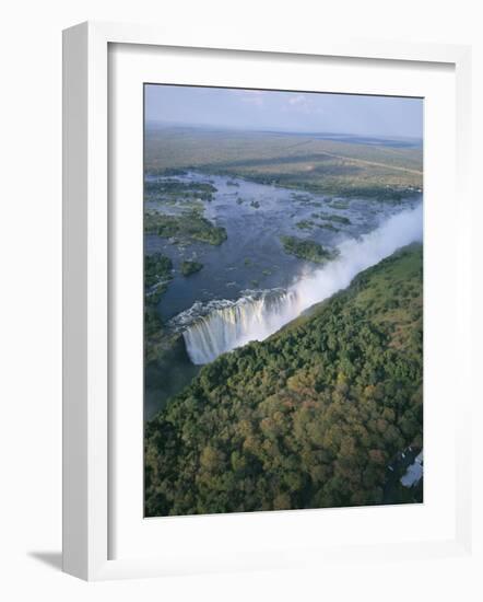 Aerial View of the Victoria Falls, Unesco World Heritage Site, Zimbabwe, Africa-Geoff Renner-Framed Photographic Print