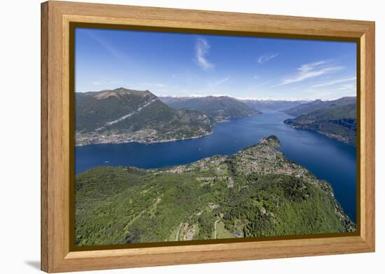 Aerial View of the Village of Bellagio Frames by the Blue Water of Lake Como on a Sunny Spring Day-Roberto Moiola-Framed Premier Image Canvas