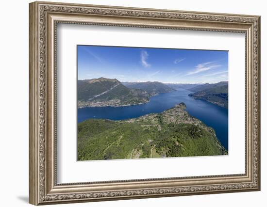 Aerial View of the Village of Bellagio Frames by the Blue Water of Lake Como on a Sunny Spring Day-Roberto Moiola-Framed Photographic Print