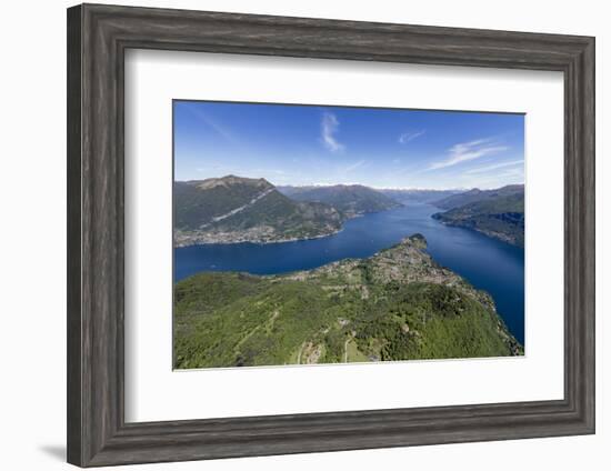 Aerial View of the Village of Bellagio Frames by the Blue Water of Lake Como on a Sunny Spring Day-Roberto Moiola-Framed Photographic Print