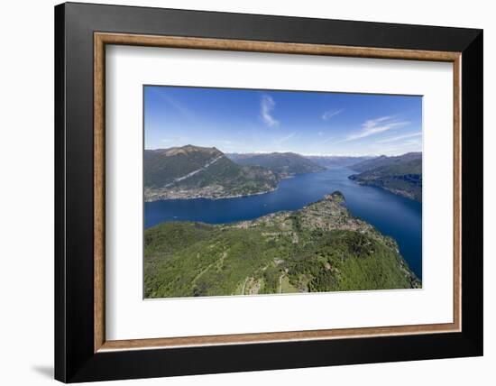 Aerial View of the Village of Bellagio Frames by the Blue Water of Lake Como on a Sunny Spring Day-Roberto Moiola-Framed Photographic Print