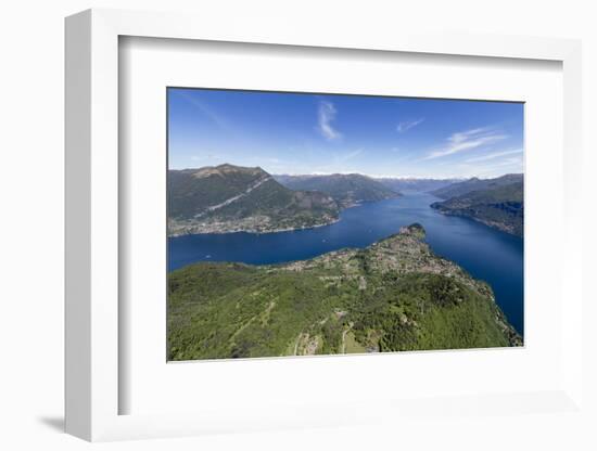 Aerial View of the Village of Bellagio Frames by the Blue Water of Lake Como on a Sunny Spring Day-Roberto Moiola-Framed Photographic Print