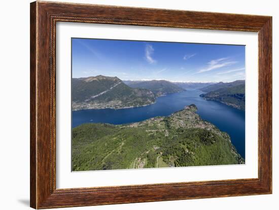 Aerial View of the Village of Bellagio Frames by the Blue Water of Lake Como on a Sunny Spring Day-Roberto Moiola-Framed Photographic Print