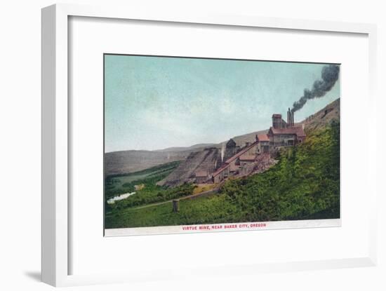 Aerial View of the Virtue Mine - Baker City, OR-Lantern Press-Framed Art Print