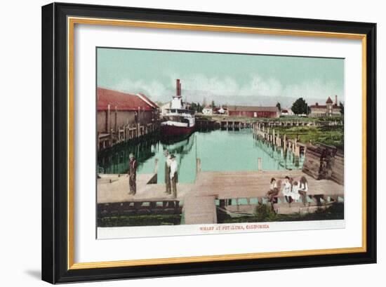 Aerial View of the Wharf - Petaluma, CA-Lantern Press-Framed Art Print