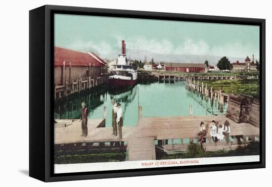 Aerial View of the Wharf - Petaluma, CA-Lantern Press-Framed Stretched Canvas