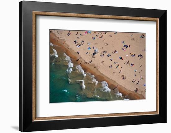 Aerial view of tourists on beach, North Avenue Beach, Chicago, Illinois, USA-null-Framed Photographic Print