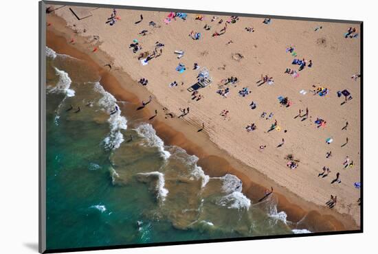 Aerial view of tourists on beach, North Avenue Beach, Chicago, Illinois, USA-null-Mounted Photographic Print
