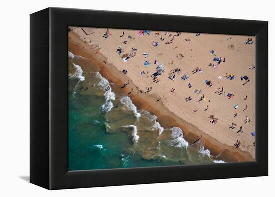 Aerial view of tourists on beach, North Avenue Beach, Chicago, Illinois, USA-null-Framed Premier Image Canvas