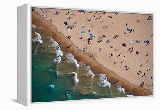 Aerial view of tourists on beach, North Avenue Beach, Chicago, Illinois, USA-null-Framed Premier Image Canvas