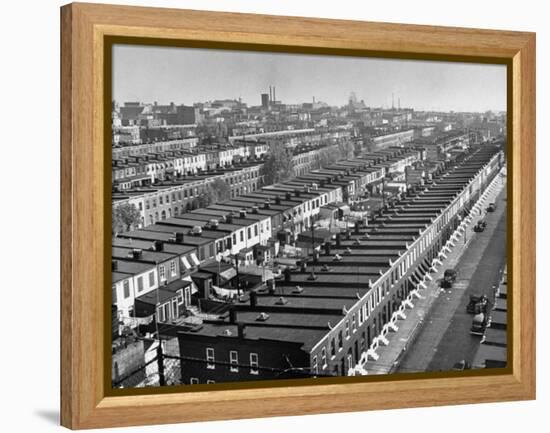 Aerial View of Town Houses in Baltimore-Dmitri Kessel-Framed Premier Image Canvas