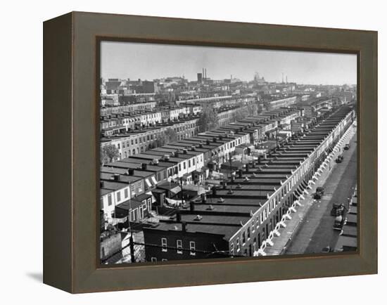 Aerial View of Town Houses in Baltimore-Dmitri Kessel-Framed Premier Image Canvas